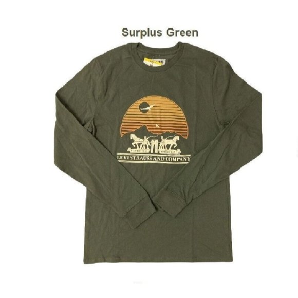 Levis Other - Levis Men Long Sleeve T Shirt Graphic Print Classic Fit Casual Surplus Green  L